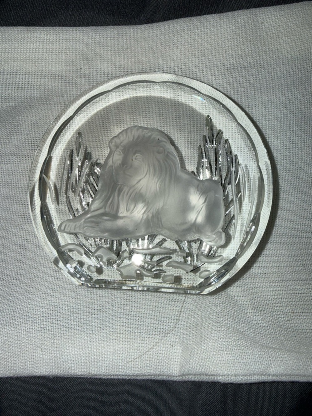 Clear Crystal Lion Figurine Home Art